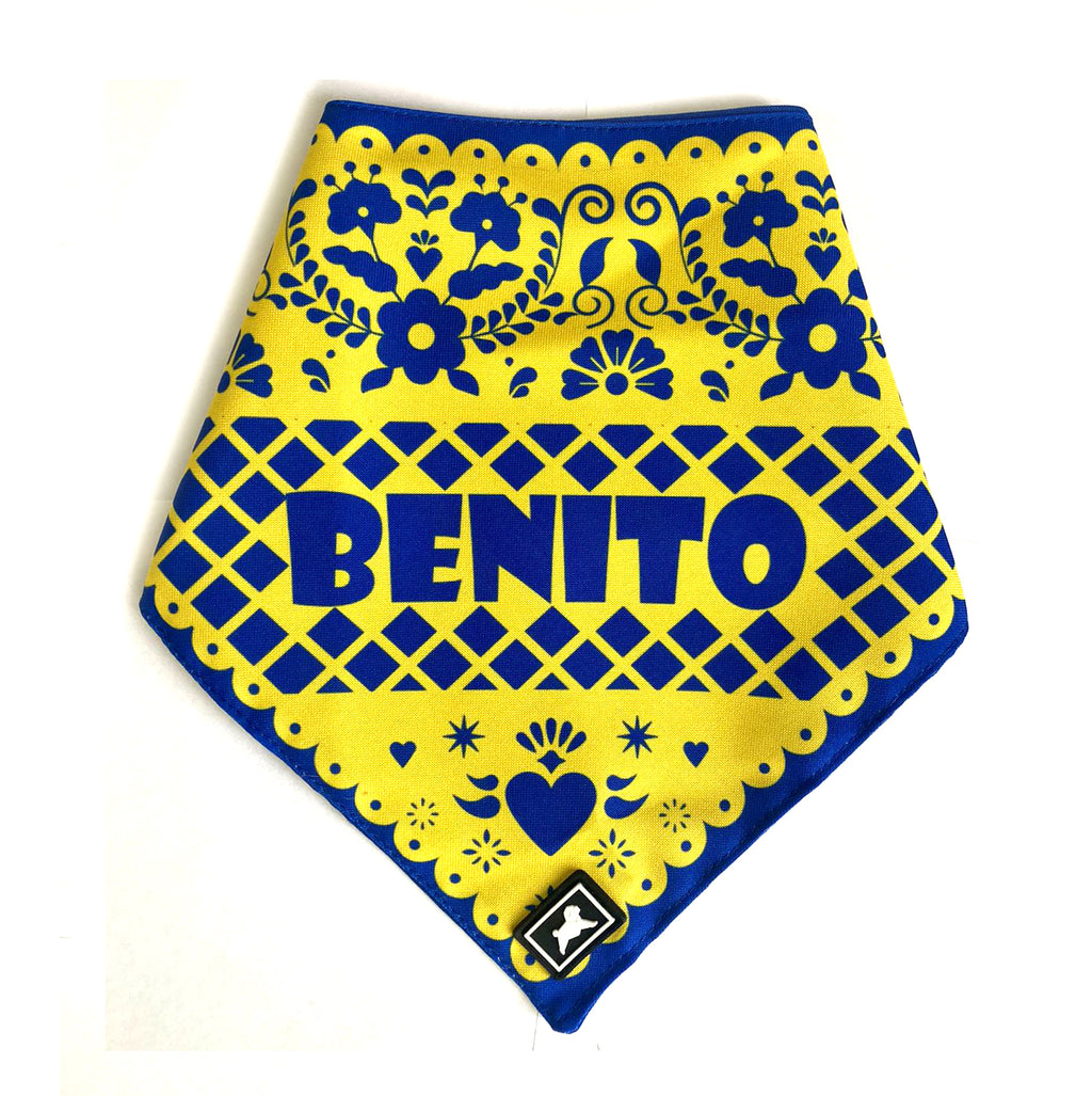 Bandana Perronalizada "Papel Picado Azul"